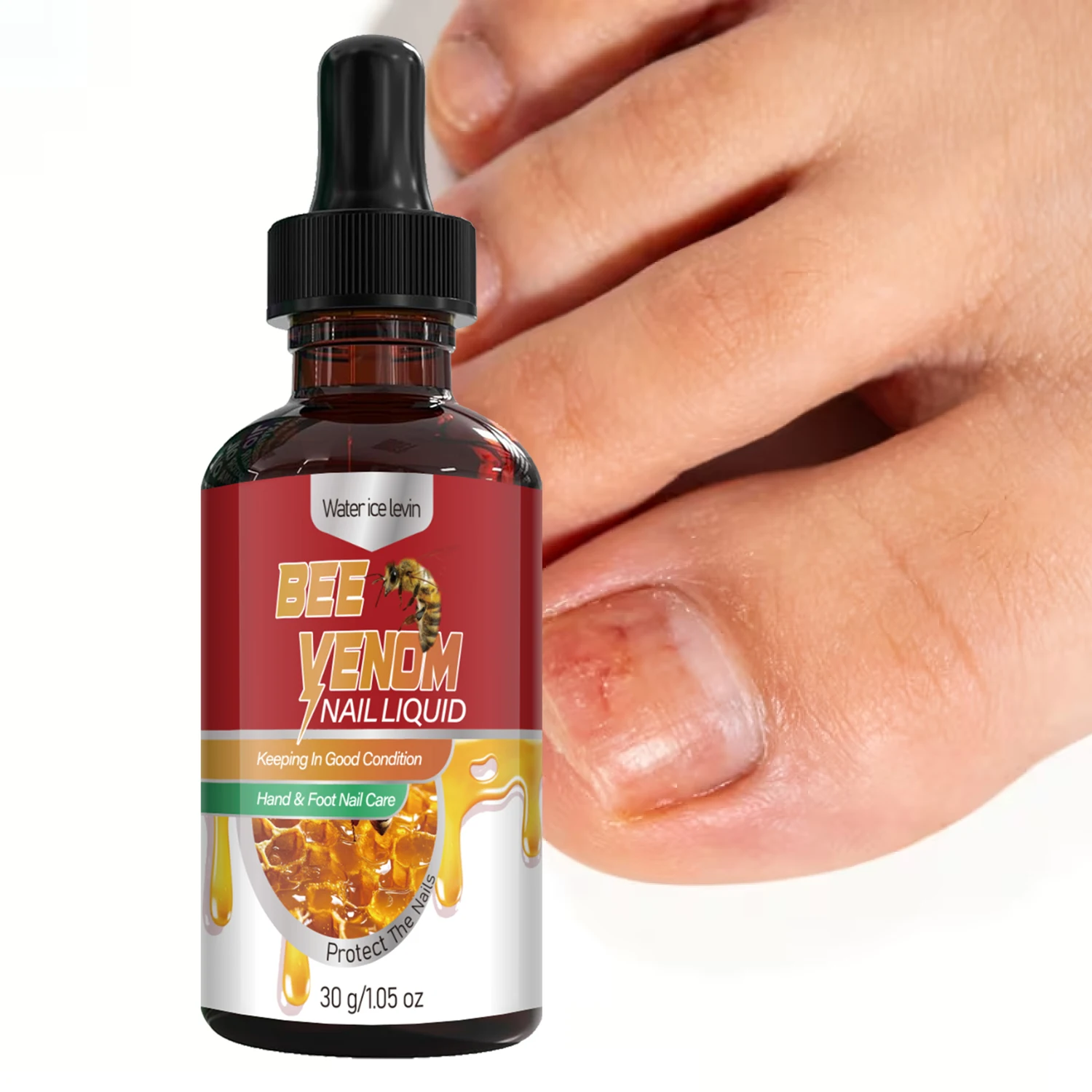 Water ice levin Bee Venom Nail Liquid Hand and Foot Nail Care Strengthening Moisturizing for Healthy Looking Nails 30g