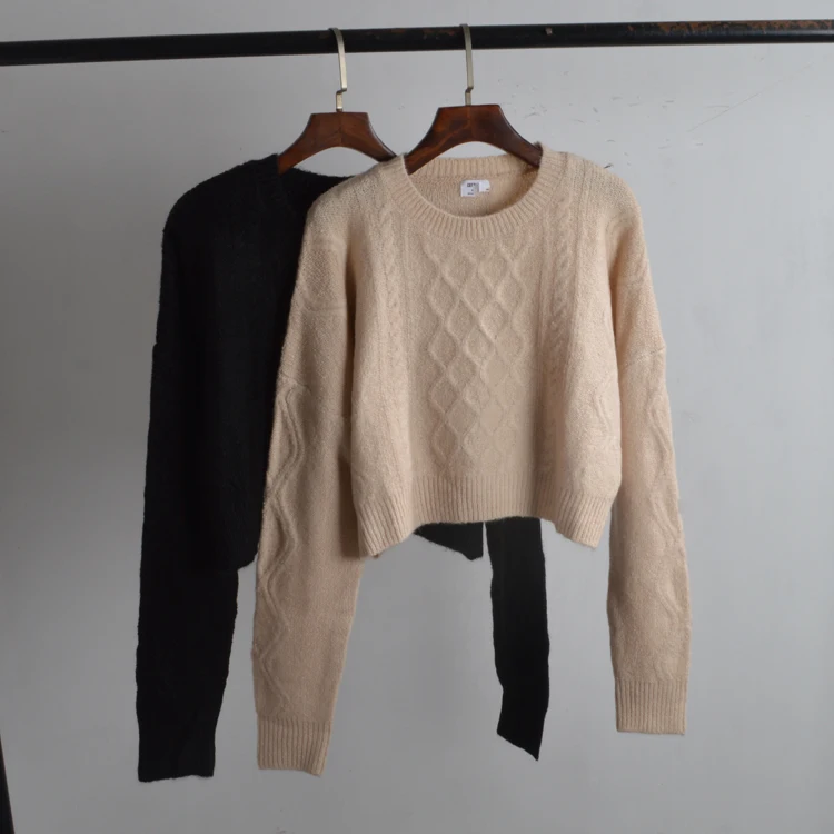 

Женский осенне-зимний вязаный свитер Turtlene Loose Long Sve Overhead Top Twist Design Winter Faion