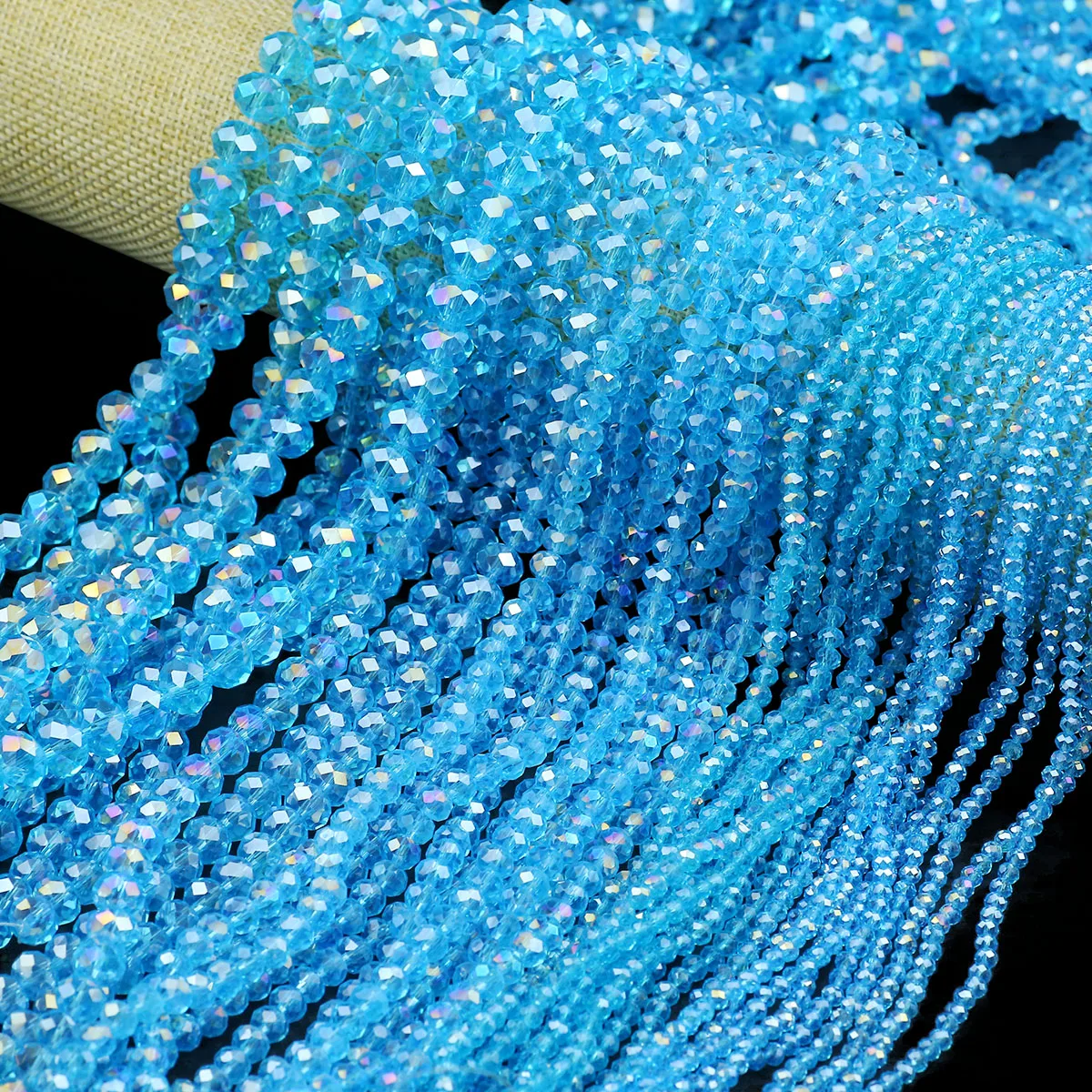 Lake Blue Flat Round Austrian Crystal AB Color Loose Beads for Jewelry DIY Bracelet Earrings Pendant Accessories 2/3/4/6/8/10mm