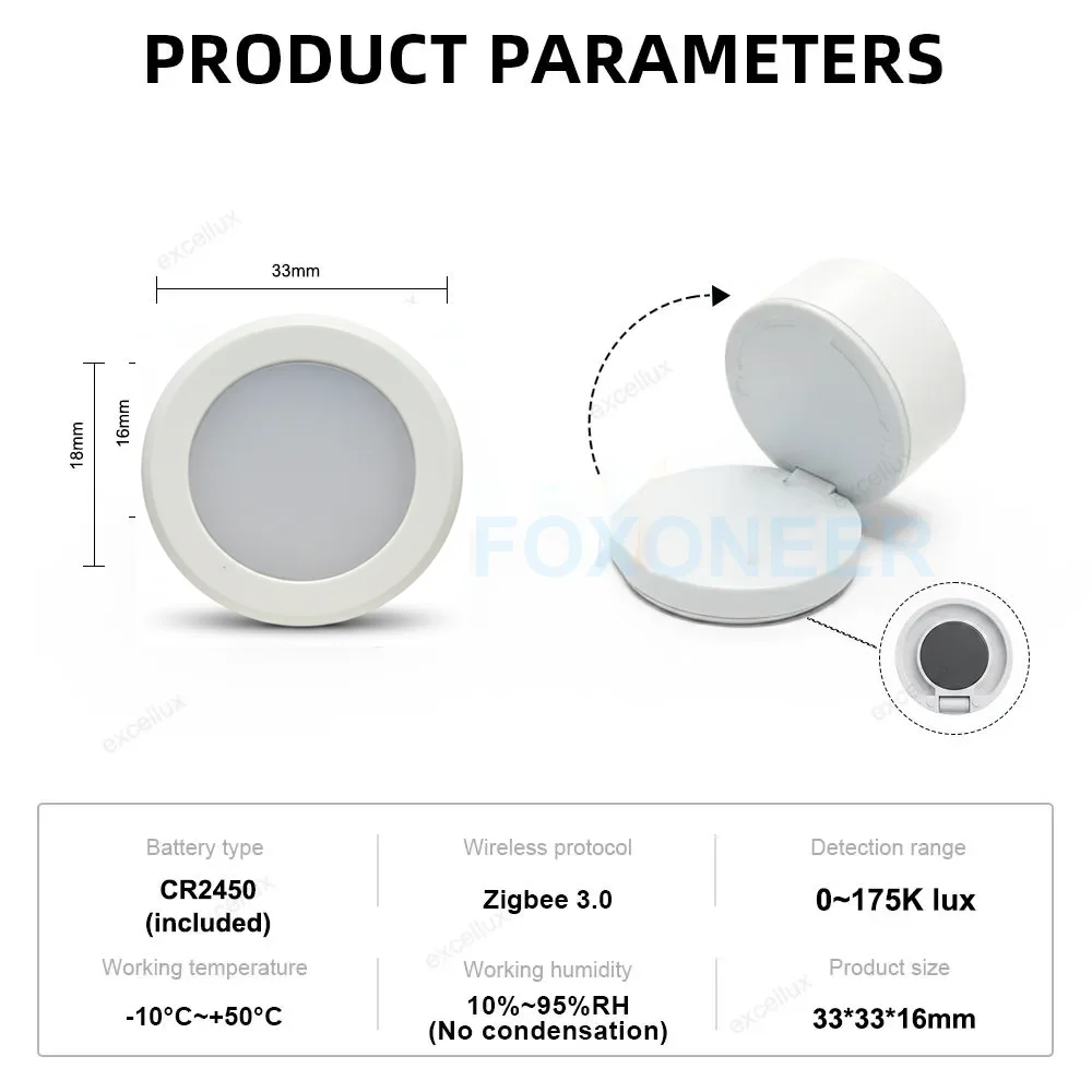 Tuya ZigBee Smart Lichtsensor, Helligkeits- und Beleuchtungsmelder, Batteriebetrieben, Unterstützt Home Assistant und Zigbee2mqtt – Detail 8