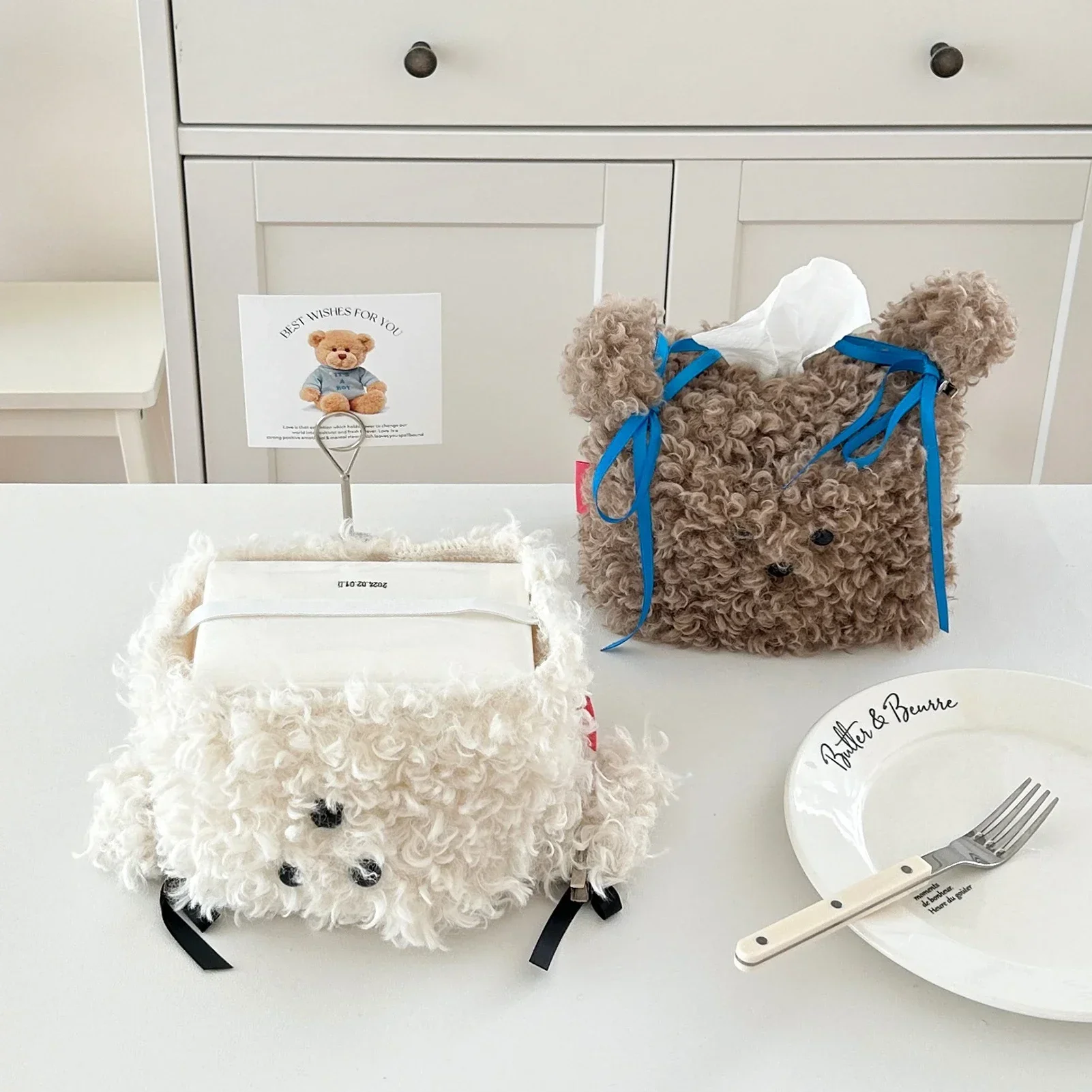 Puppy Tissue Box Dog Plush Cartoon Napkin Dispenser Holder Animal Tissue Storage Case Toilet Paper Boxes Desktop Cute Decoration
