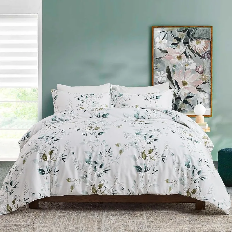 

100% длинноволокнистый хлопок, пододеяльник размера «queen-size» — комплект пододеяльников «queen-size» с цветочным принтом, пододеяльник «queen-size» из египетского хлопка, 90 x 90 дюймов