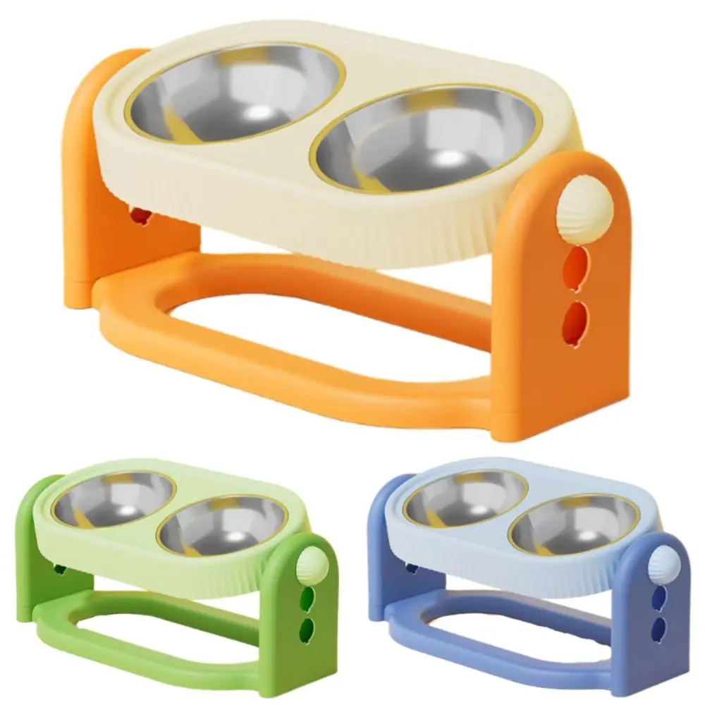 

Вращающаяся миска для домашних животных на высоких ножках, двойные миски, регулируемая по высоте миска для воды для кошачьего корма, устойчивая с подставкой, контейнер для подачи воды для домашних животных