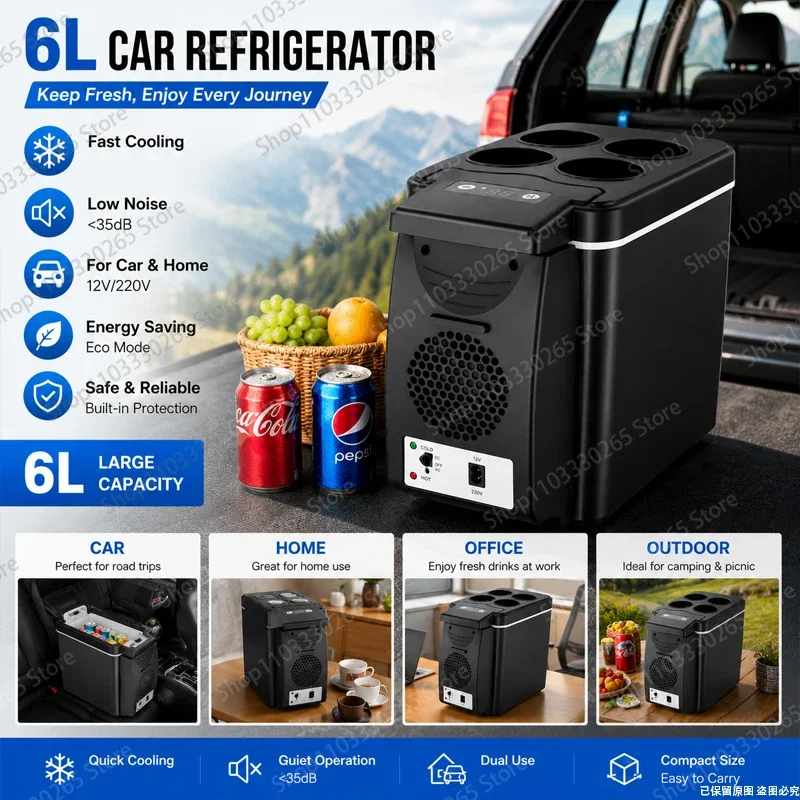 6l-portable-car-refrigerator-cooler-warmer-12v-220v-dual-use-mini-fridge-for-car-home-office-outdoor-use
