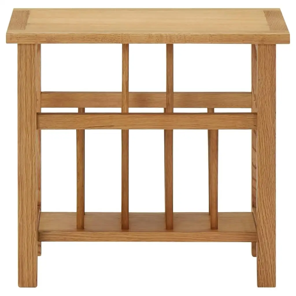 Solid Oak Wood Magazine Table - 17.7x10.6x16.5 Modern Design for Living Room Storage image 2