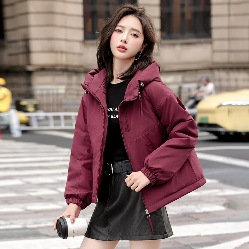 

Korean Hooded Cotton Jacket for Women Winter New Thicked Warm Coat Fashion All-match Loose Elegant Temperament Long Sleeve Tops