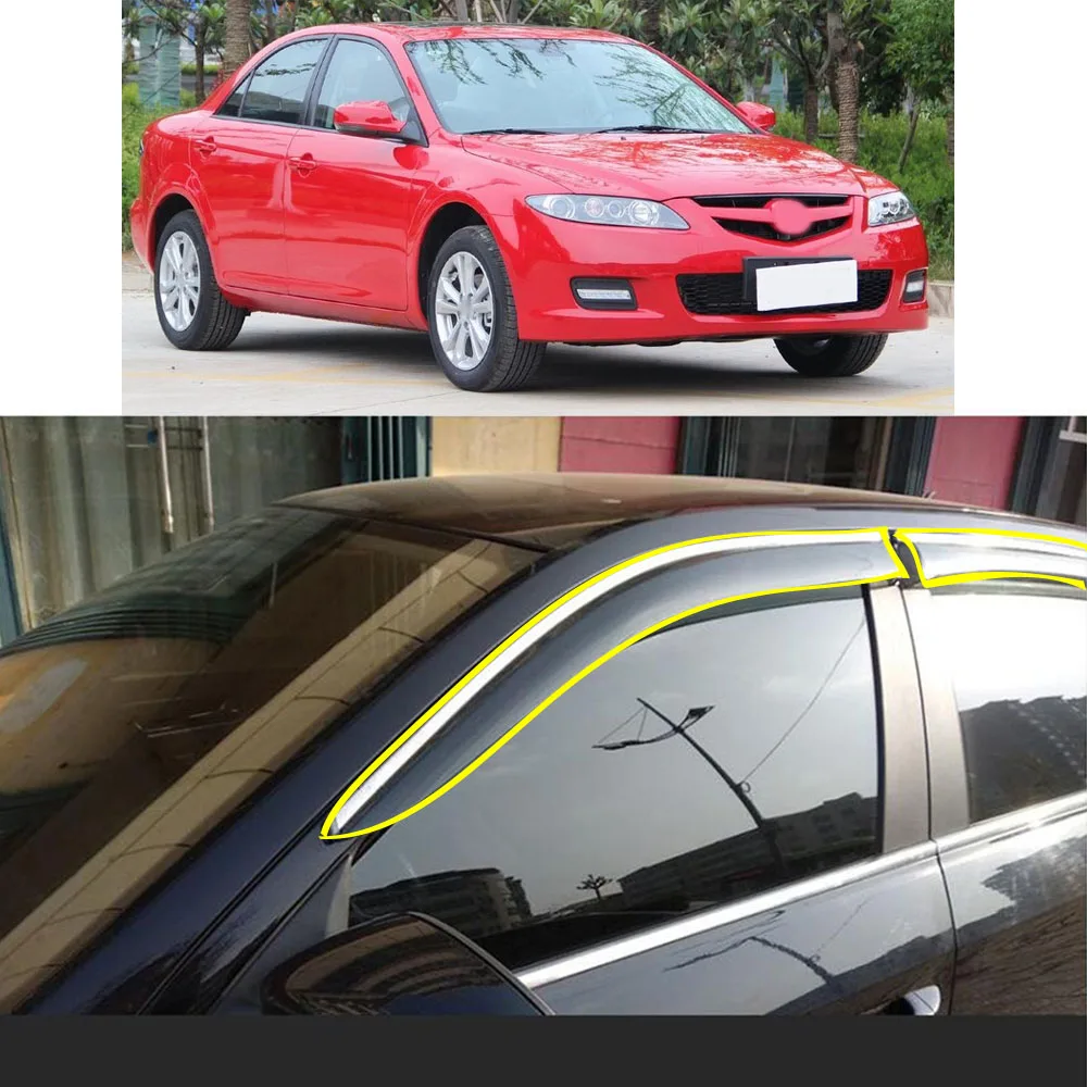 Car Body Sticker Plastic Window Glass Wind Visor Rain/Sun Guard Vent For MAZDA 6 MAZDA6 2006 2007 2008 2009 2010 2011 2012 2013