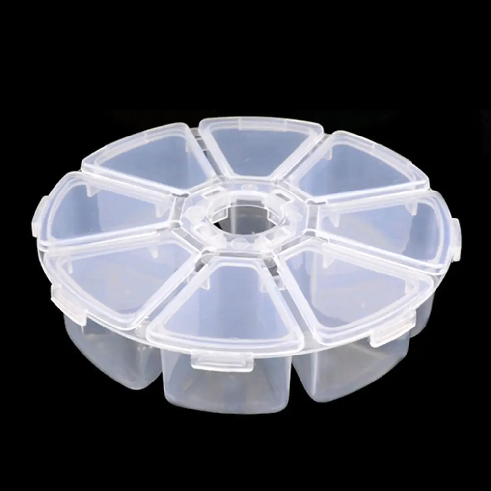 Fashion Organizer Transparent 8 Grids Nail Art Rhinestones Case Empty Storage Box Jewelry Container