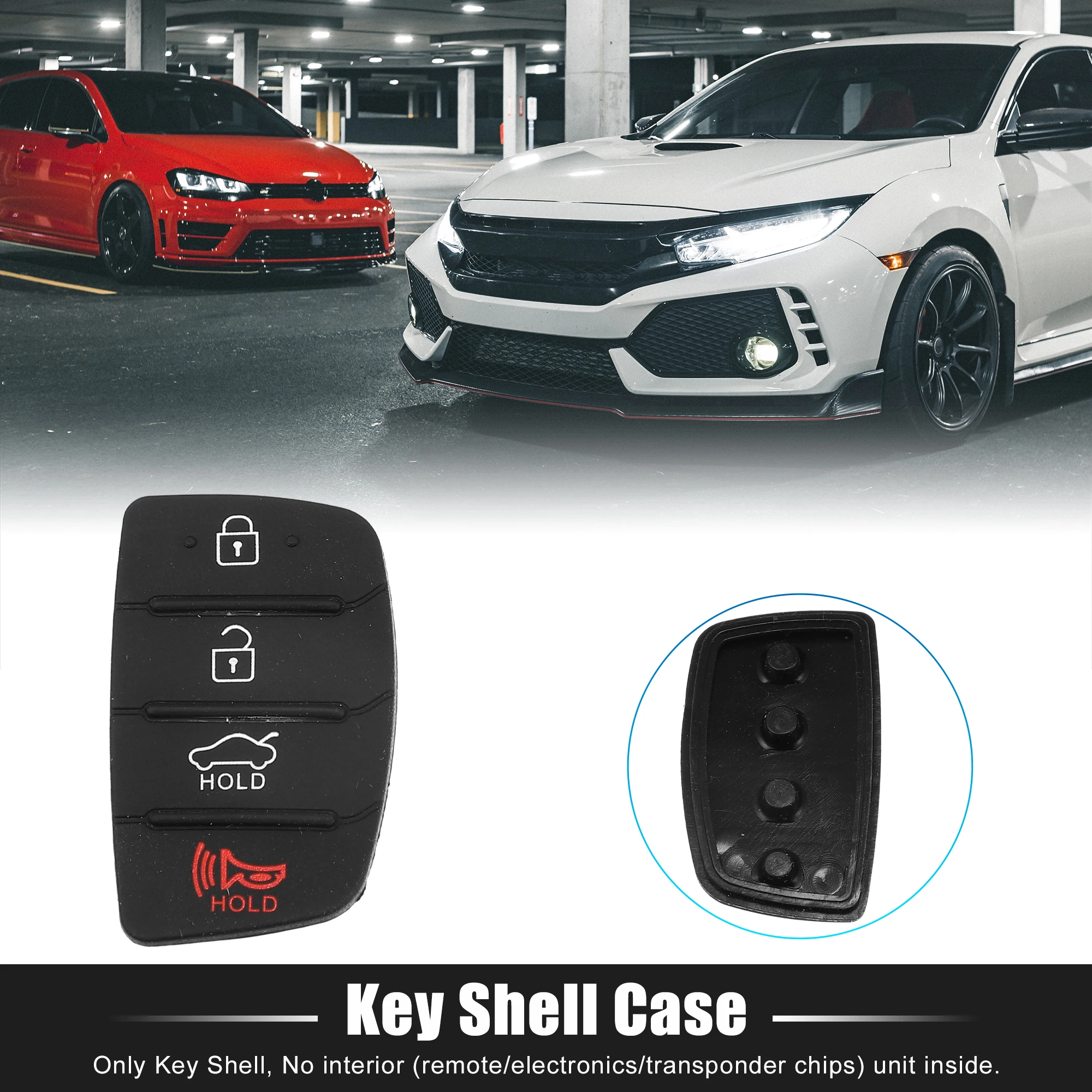 X Autohaux Car 4 Buttons Remote Control Key Case Shell Insert Rubber Pad Keypad Cover Tools for Hyundai Replacement Accessories