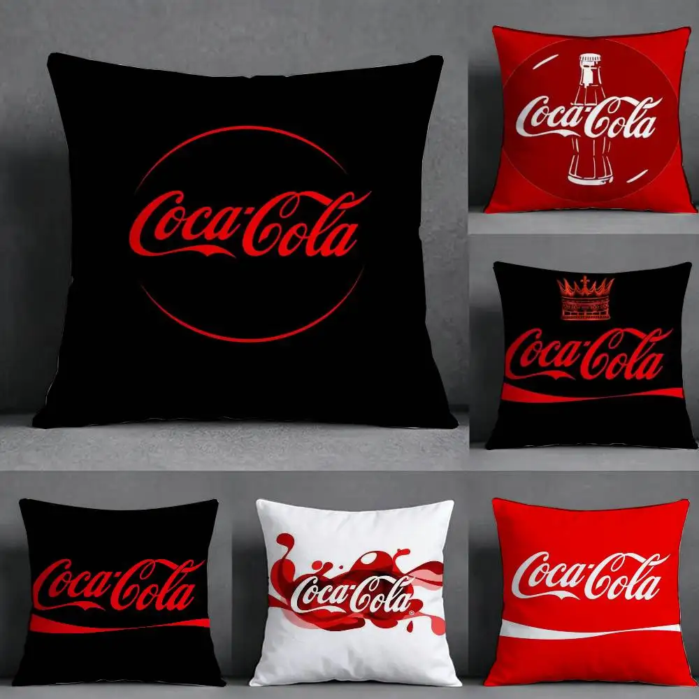Coca Cola V-Vintage L-Logo Square Double-Sided printed Pillow Case Bedroom Bedside Pillow Sofa Cushion Cover