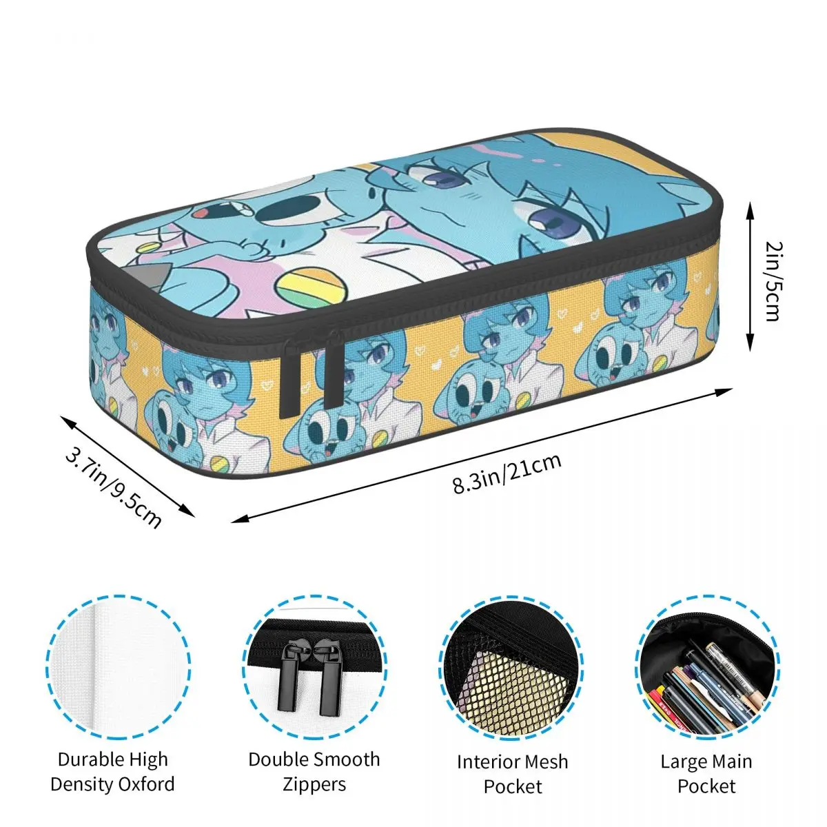 Imagem -02 - Nicole Gumball Watterson Lápis Cases Grande Capacidade Caneta Bolsas Caixa de Caneta Bolsa de Lápis para Meninos Meninas Estudantes Papelaria Escola