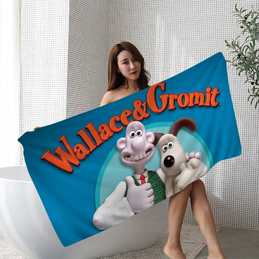 الكرتون W-Wallace و G-Gromit منشفة الشاطئ الكرتون لطيف الصيف الاطفال حمام بركة منشفة الشاطئ ستوكات ماصة للسباحة #1