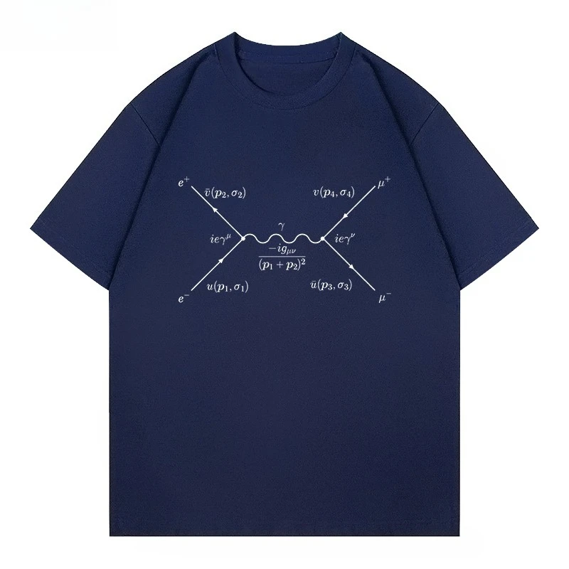 تي شيرت Feynman Diagram Quantum Mechanics Science and Engineering Schroddinger من القطن الخالص بأكمام قصيرة للرجال كاجوال فضفاض #5