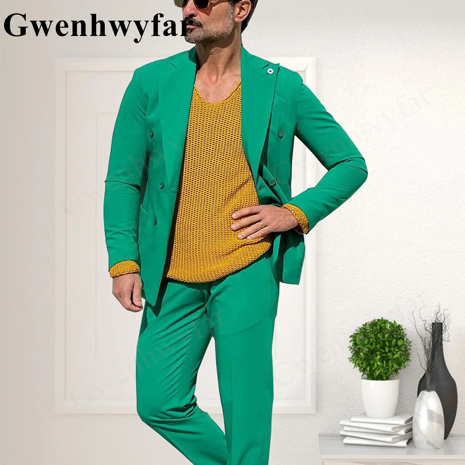 

Gwenhwyfar Boutique (Blazer + Trousers) Men's British Style Elegant Fashion High-End Simple Casual Gentleman Best Man Suit Two-P