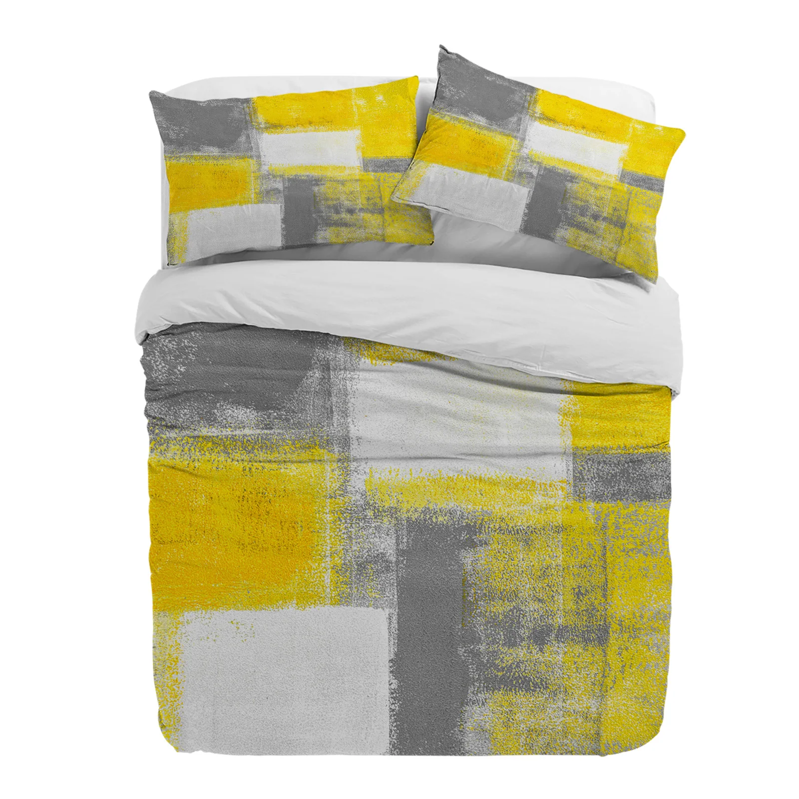 

Картина маслом Абстрактная геометрическая желтая серая пододеяльник с наволочкой 3 шт. Комплект постельного белья пододеяльник двуспальная кровать домашний текстиль
