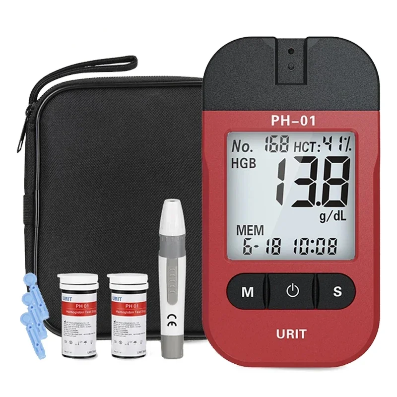 For URIT Hemoglobin Analysis Tester Meter Home Hb Analyzer Anemia Tester Strip Heme Test With 50 Test Paper Home Medical