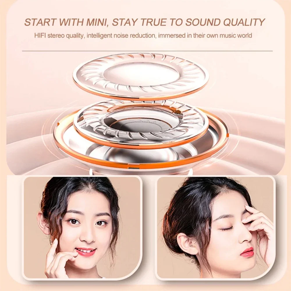 New Mini Invisible Headphones TWS Bluetooth 5.3 Earphones Wireless Heasets HIFI Stereo Noise Reduction Earbuds For iphone 2024