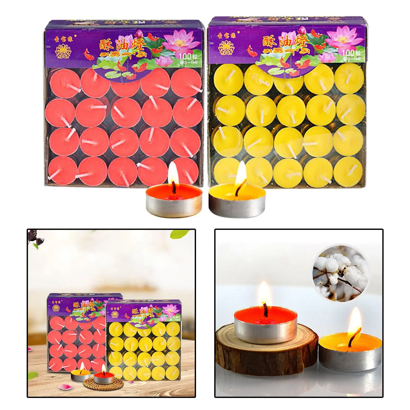 100x Tealight Ghee Butter Lamp مجموعة شموع عديمة الدخان للتأمل، الاحتفالات، مذابح، ديوالي شموع ضوء الليل الزخرفية