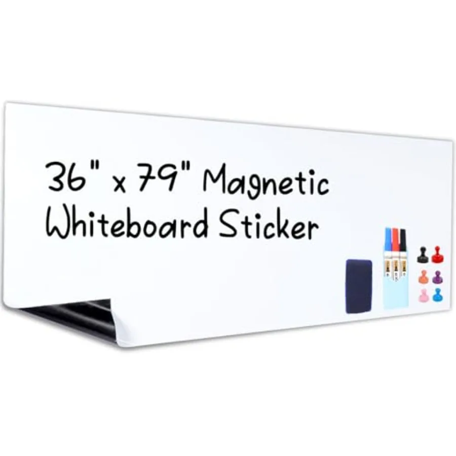 

Magnetic Whiteboard Contact Paper 36" x 79" Dry Erase White Board Sticker for Wall Stick on White Board Peel and Stick Wallpape