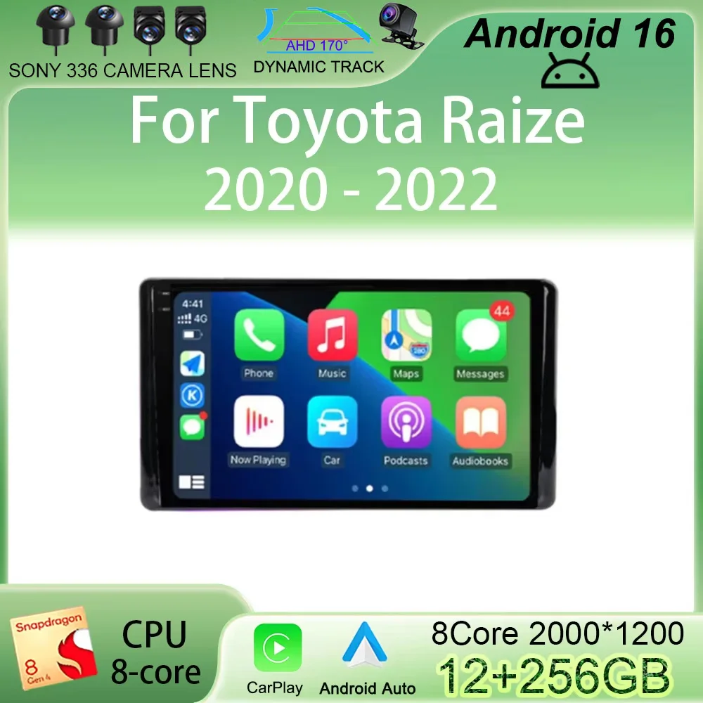 Android 16 10.1 Inch For Toyota Raize 2020-2022 Video Player Navigation CarPlay Auto Stereo DSPCar Radio Multimedia QLED Screen