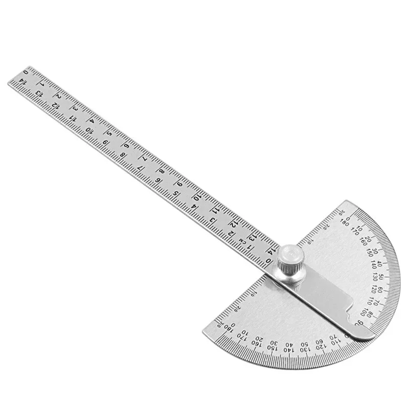 1PC Stainless Steel 180 Protractor Angle Meter Measuring Ruler Rotary Mechanic Tool Ruler Protractor 145mm