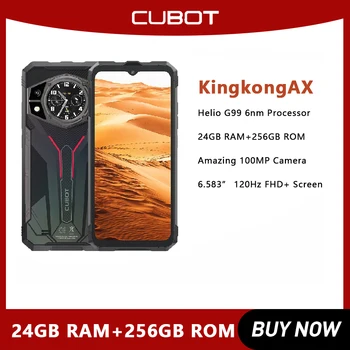 Cubot King Kong AX, Smartphone Android robusto ultrasottile, Helio G99, 24GB di RAM, 256GB di ROM, Display 120Hz, 100MP, NFC, doppi schermi