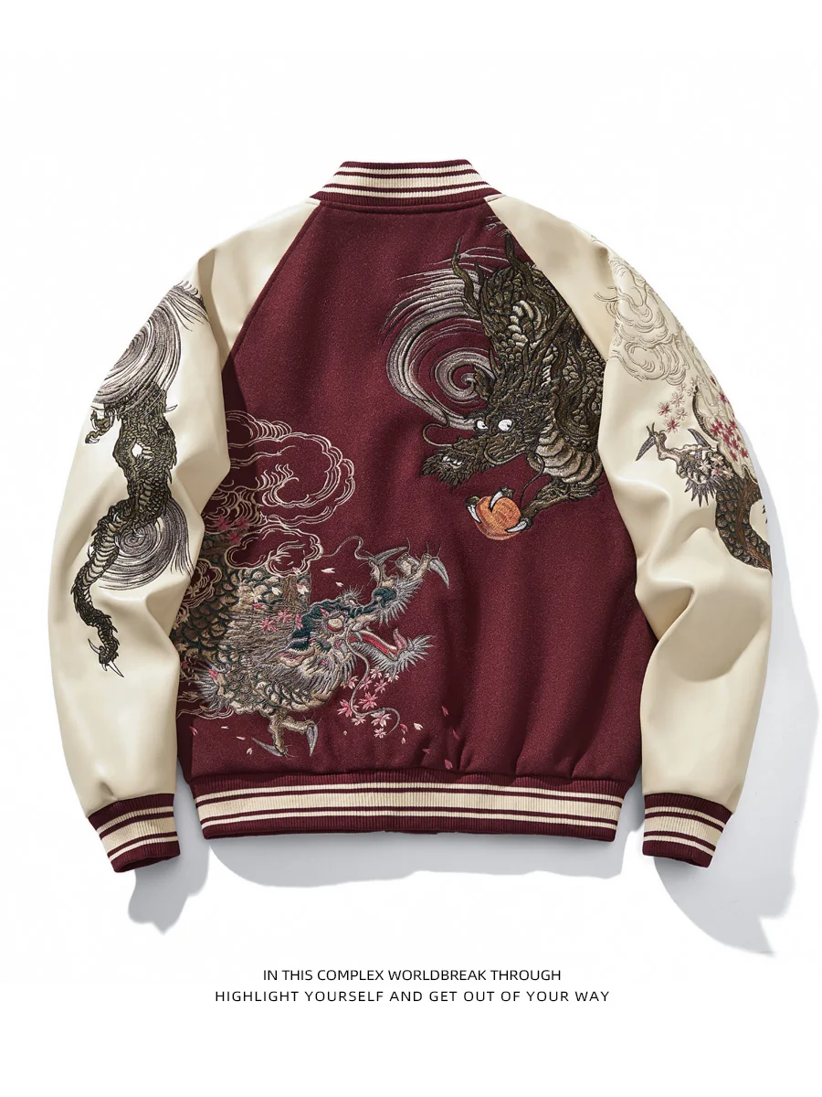 

Warmth And Sle: 2024 Baseball Jaet with Embroidery PU Woolen Coat for Men And Women Spring Autumn Winter Loose Fit Youthful