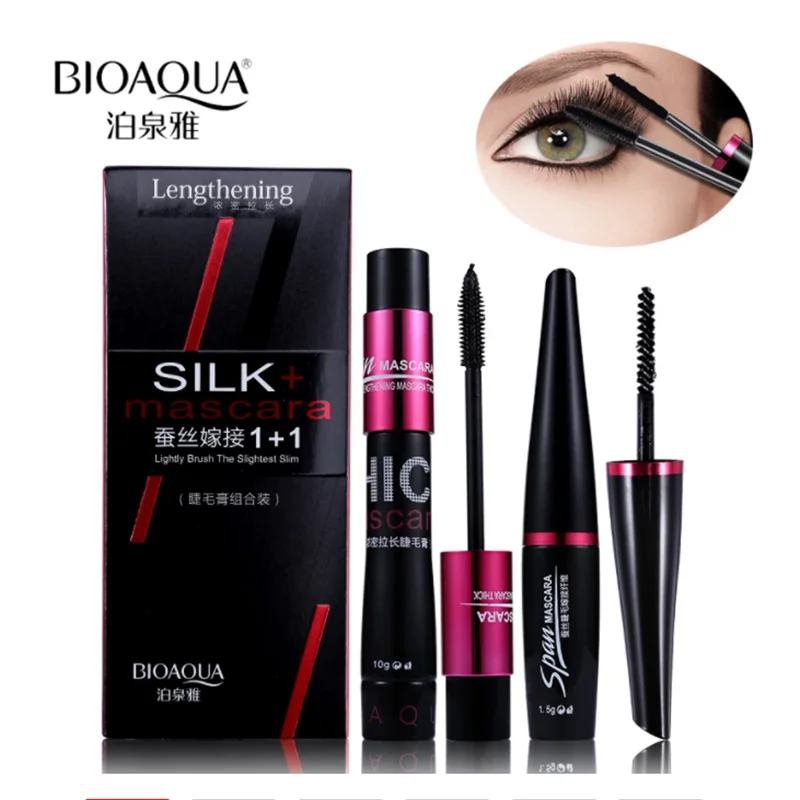 BIOréveiller A-Ensemble de maquillage noir injMascara, extension de cils, volume allongé, fibre 3D, cosmétiques imperméables, ensemble de 2 pièces