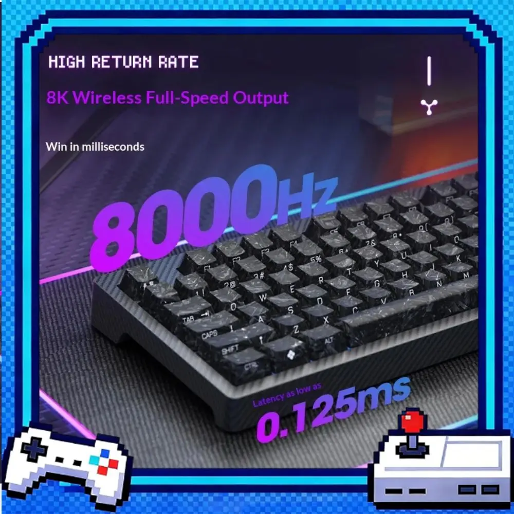 SKN Green Dragon Carbon Fiber Three Mode Dual 8K Mechanical Keyboard 99Keys Hot Swap 6000mah Multifunction Gaming keyboard PC