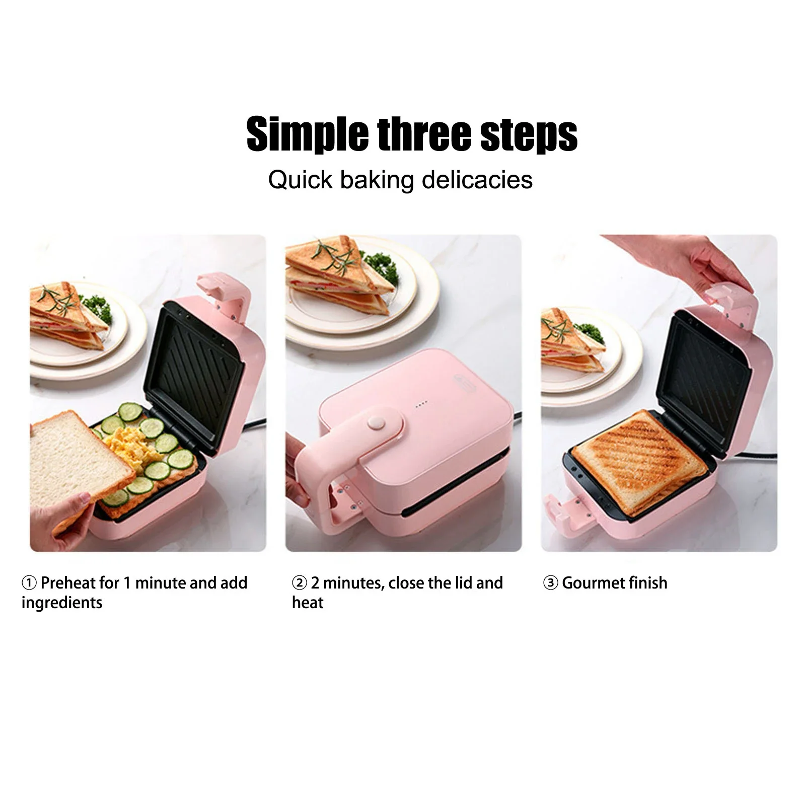 Sandwich Toaster Mini Sandwich Toaster 650W Portable Waffle Maker Electric Panini Maker AU Plug 220V for Dorms Apartments