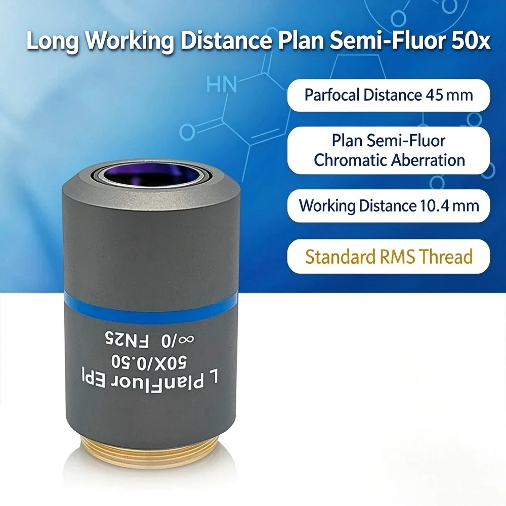 50X L PlanFluor EPI Long WD Infinity Corrected  Semi-Apochromatic Brightfield Microscope Objective Lens RMS Replace Olympus