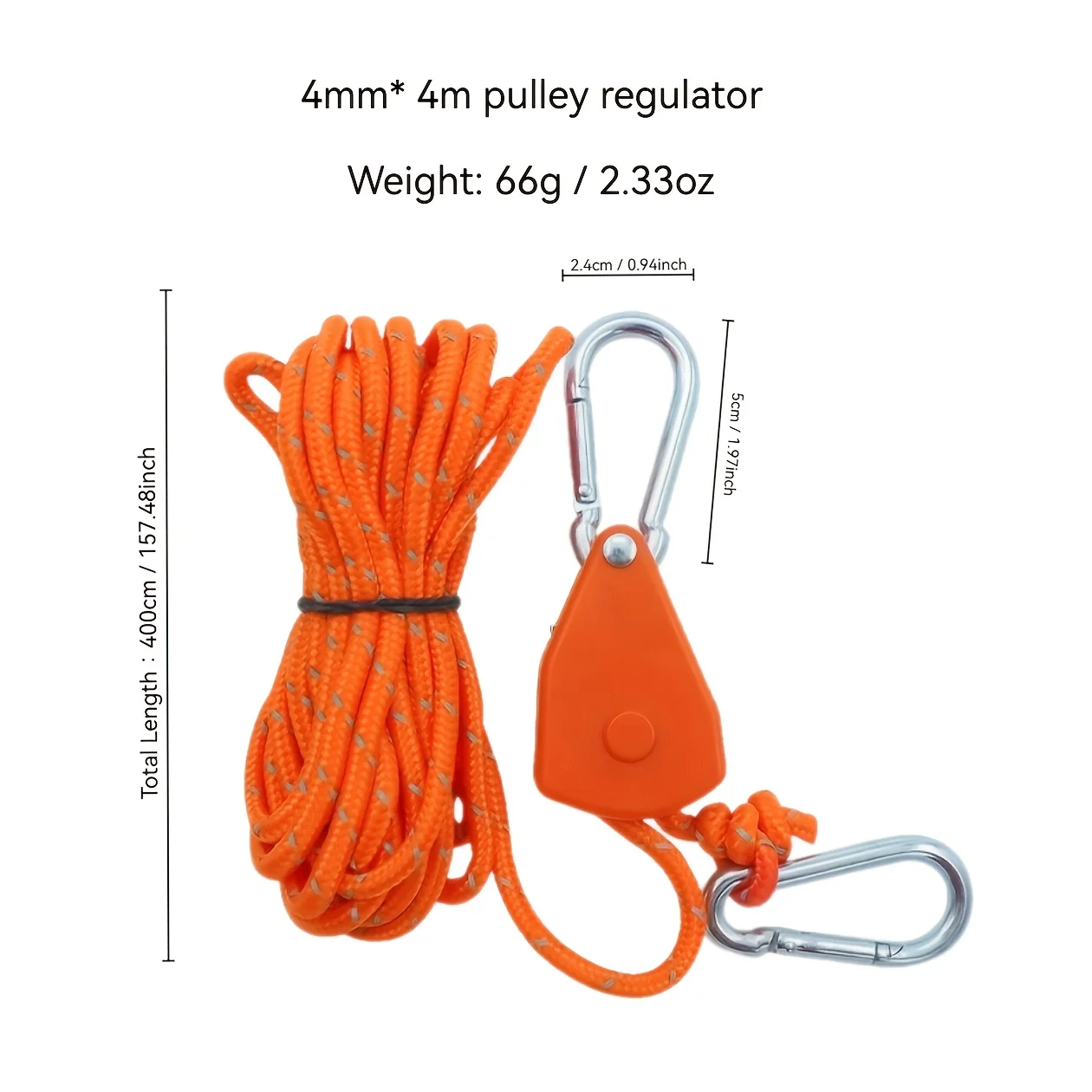 6 قطع من حبل تثبيت خيمة التخييم بكرة 157 بوصة مع شريط عاكس، قفل بإبزيم برباط قابل للتعديل، مناسب للخارج