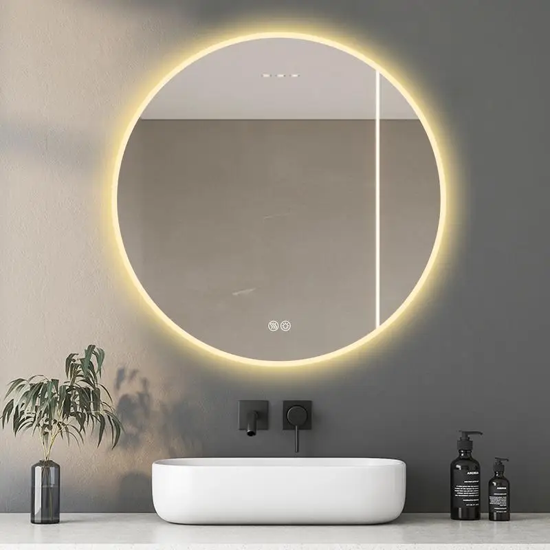 

32 Inch Round LED Bathroom Mirror with Lights, Wall Mount Vanity, Anti-Fog, 3 Color Temp Adjustable & Dimmable, Makeup Mirror