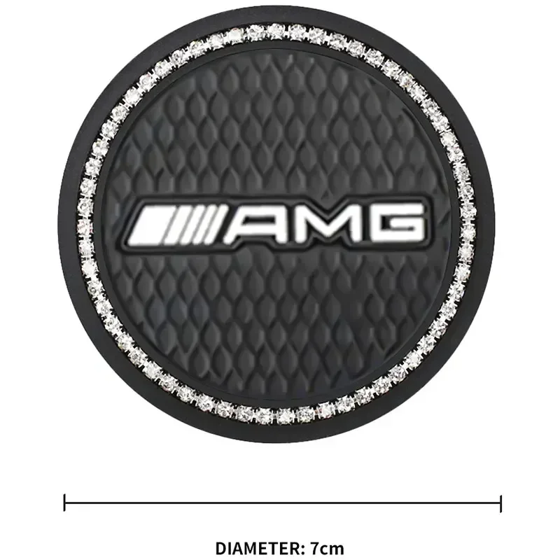 2Pcs Silicone Car Cup Holder Coaster Rhinestone Cup Mat For Mercedes Benz AMG C E A B S Class GLA GLC GLE W204 W205 W212 W213