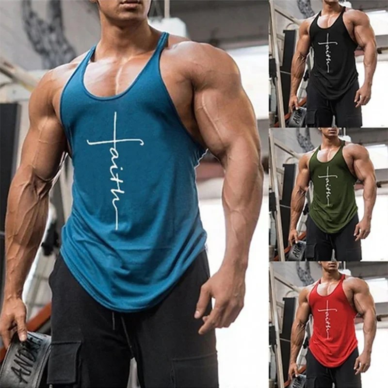 Chaleco con letras para hombre, camiseta informal de verano, transpirable, refrescante, para gimnasio, entrenamiento, correr, deporte, novedad