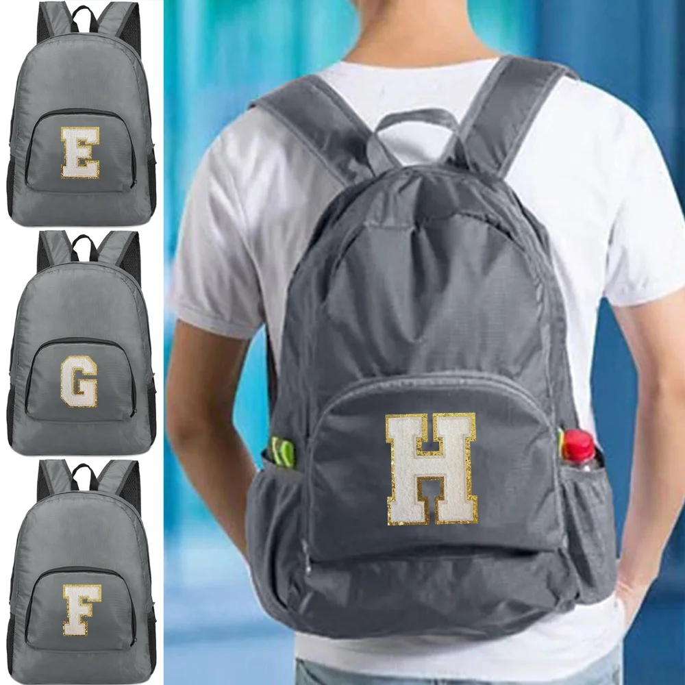 

New Men's and Women's Versatile White Letter Embroidered Logo with Large Capacity Portable Outdoor Hiking and Commuting Backpack