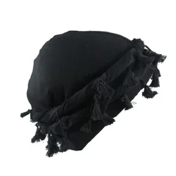 2024 cappello da uomo Punk Burr Trim Twisted Tail Fringe Cotton Bandana Hat Hop Turban Hats Head Wrap Beanie Cap tinta unita Docker Hat