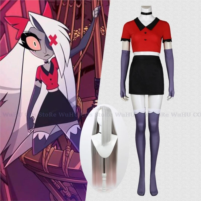 Anime hasbin Vaggie Cosplay Costume Bow Hot Uniform Adult Men Women Party Devil Radio Demon Carnival Women Halloween Full Set