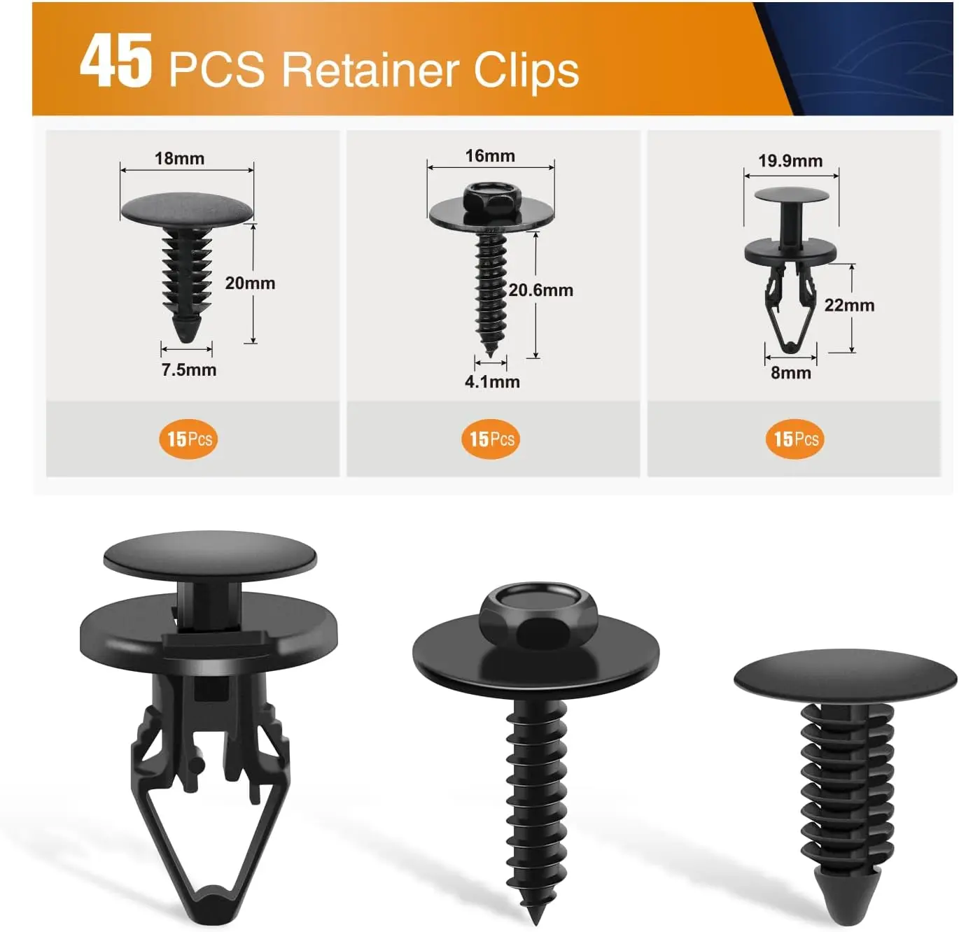 45Pcs Radiator Yoke Shield Retainer Hex Head Tapping Screw Bumper Fascia Flares & Air Dam Retainer for Ford Buick Cadillac Dodge
