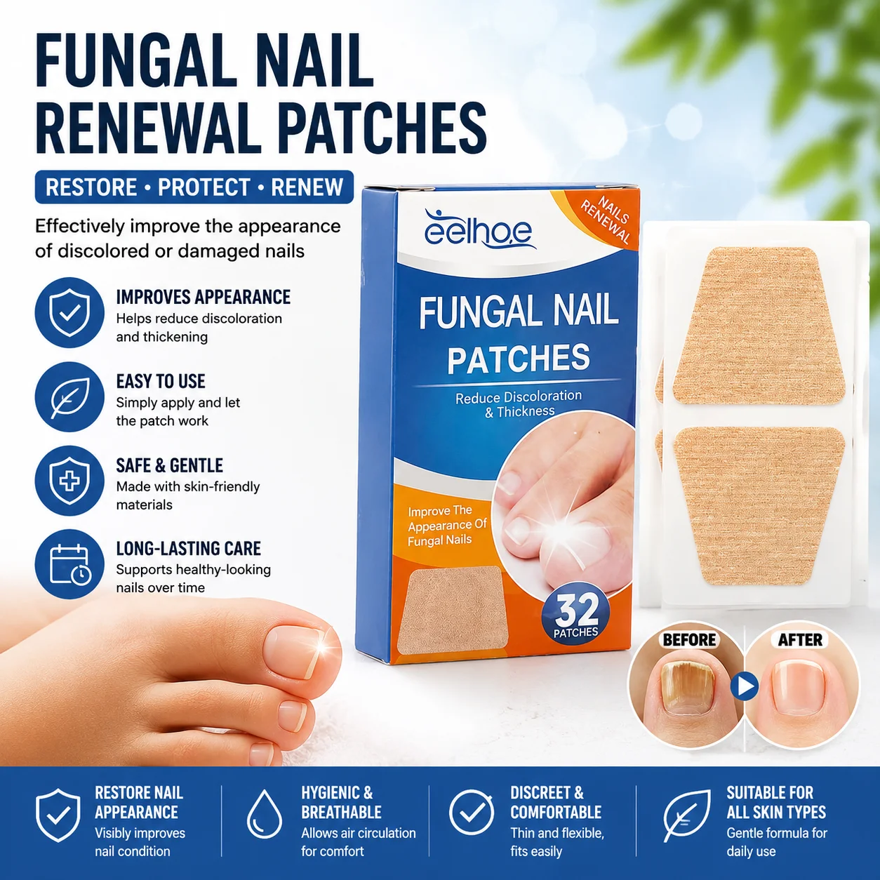 Toe Nail Sticker Fungal Nail Repair Patch Nail Ingrown Correction Stickers For Discolored Or Damaged Nails Treatment Patch