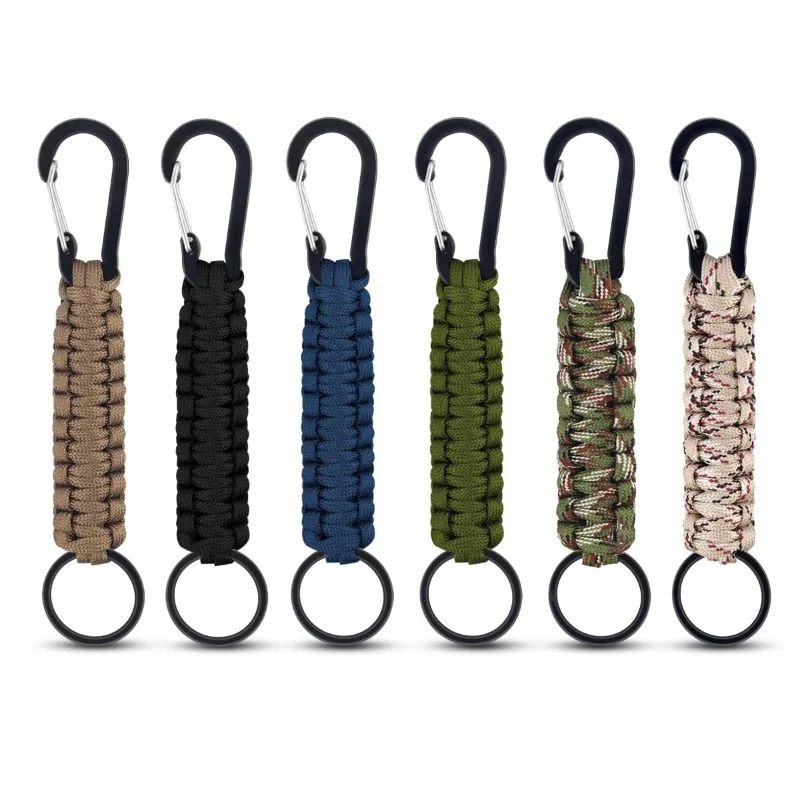 Paracord Keychain Braided Lanyard Key Chain Carabiner Clip Heavy Duty Hook for Outdoor Survival Camping Hiking