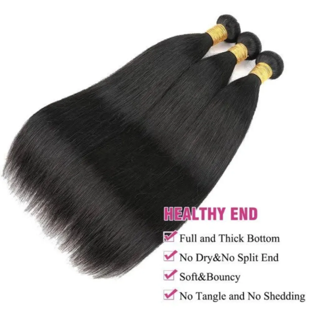 Extensions brésiliennes de cheveux humains vierges pour femmes, cheveux raides, non transformés, 100% naturels, noir, tissage, 26 po, 1, 3 faisceaux