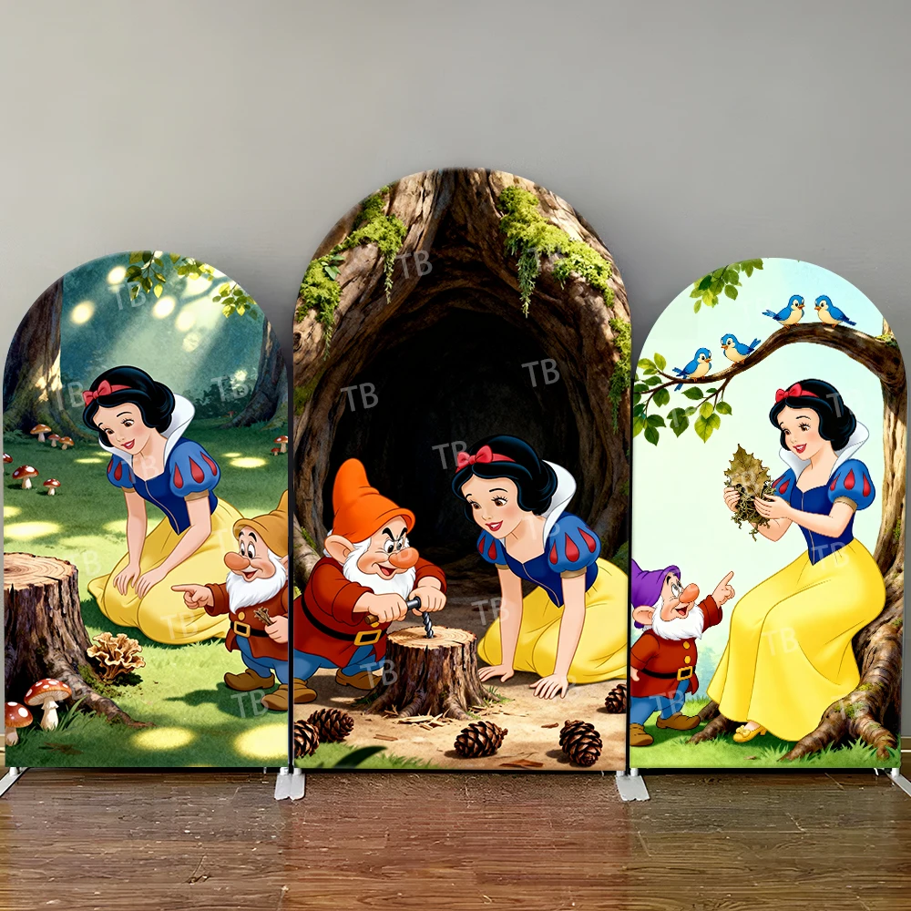 

Disney Snow White & Seven Dwarfs Forest Style Arch Backdrop Cover Decor Photo Booth Prop for Birthday and Baby Shower