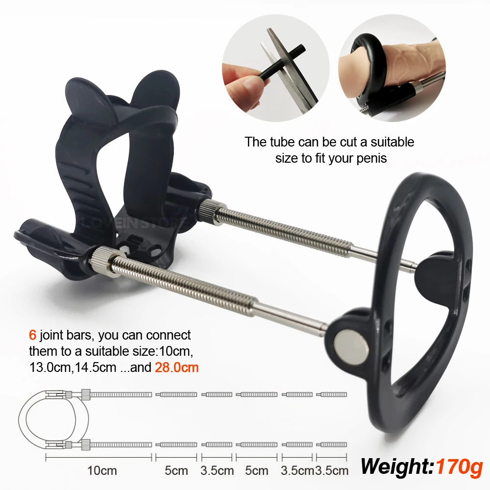 Male Penis Extender Enlarger Bracket Cock Enlargement Edge Stretcher Pump Erection Traction Correction Bending Sex Tooys for Men