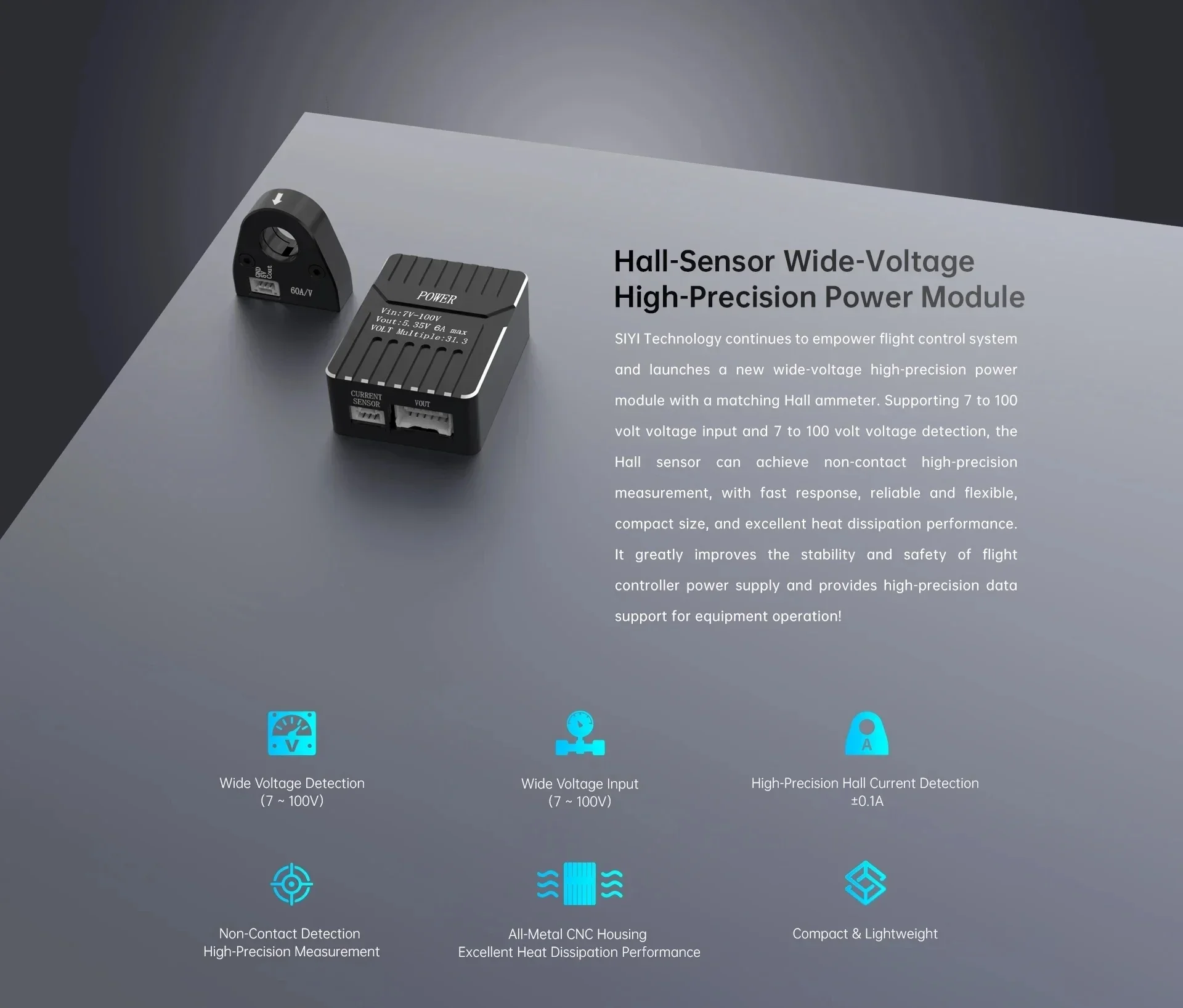 Módulo de alimentación con sensor Hall SIYI con amplio voltaje, alta precisión, nuevo en stock, 1 Uds.