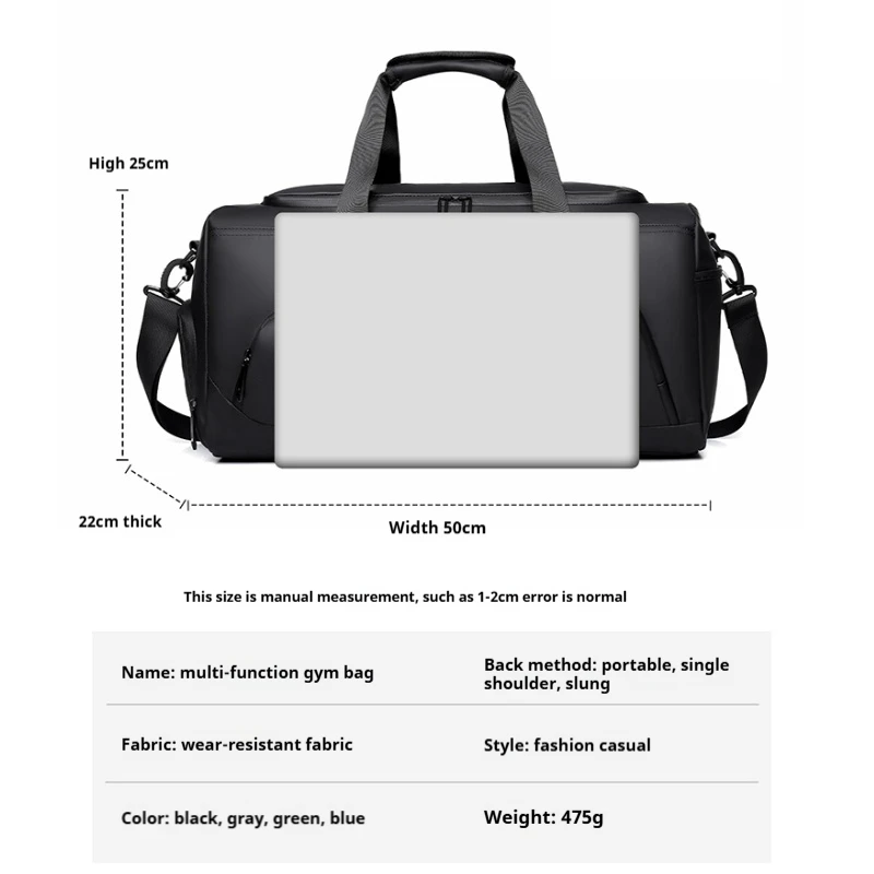 Sports Gym Bag, Large Capacity Handbag,Portable Travel Duffel Bag, Multi-compartment with Shoes Storage,Perfect for Vacation,Gym