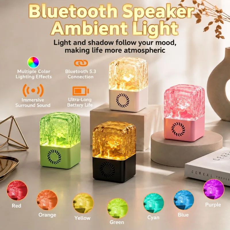 16 Colors LED Night Lights Water Ripple Projector Ambient Lighting with Remote Dimming Family Bedroom Decor Lamps