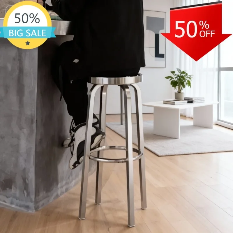 

Stainless Steel Modern Simple Bar Chairs Luxury Creative Interior Roundness Dining Bar Chair Restaurant High Chair Bar Furniture