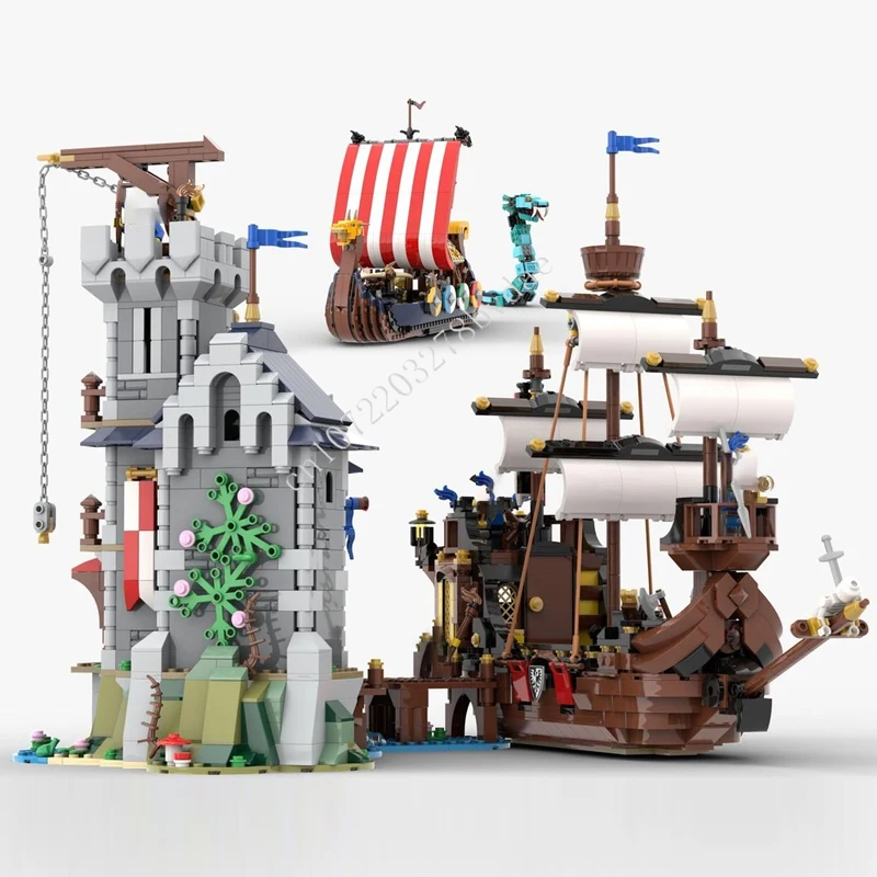 ชุดตัวต่อ MOC 3320 ชิ้น ฉากการต่อสู้ที่ป้อมฟอลแคลนด์ แบบจำลองถนน ของขวัญวันหยุด ชุดประกอบสถาปัตยกรรม ของขวัญวันคริสต์มาสและวันเกิดสำหรับเด็ก