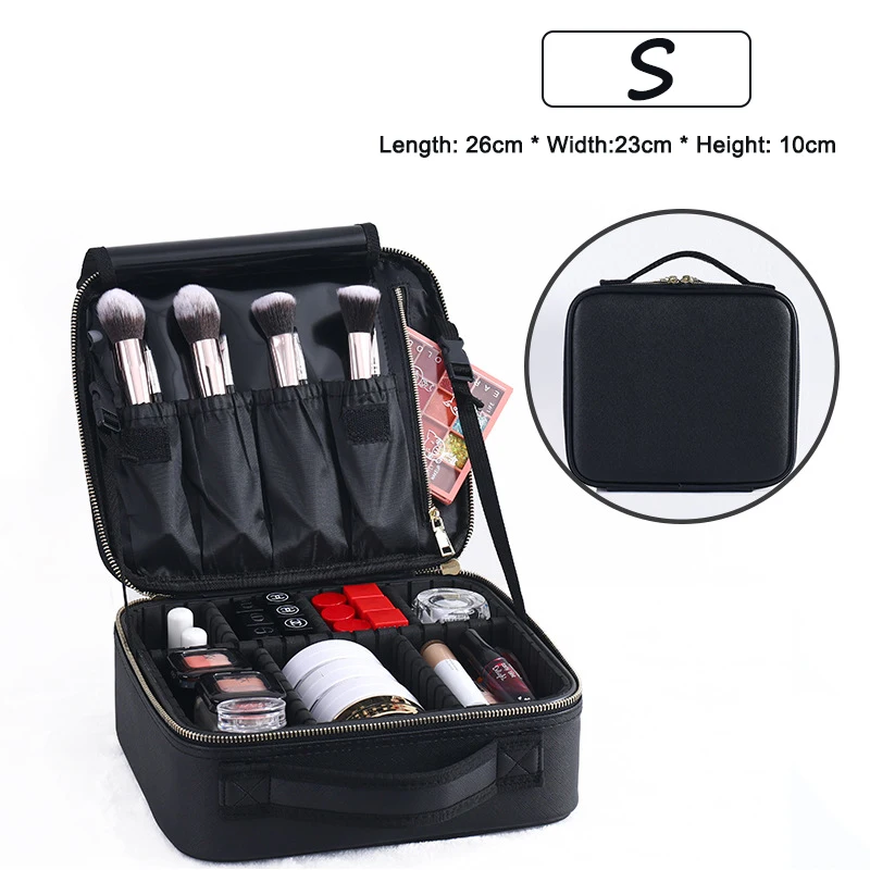 Sac à cosmétiques professionnel pour femmes, sacs à cosmétiques en cuir, Oxford étanche, trousse de maquillage de voyage de grande capacité pour maquilleur